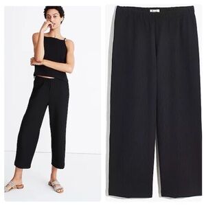 Madewell Textured Wide Leg Pull On Black Pant Small